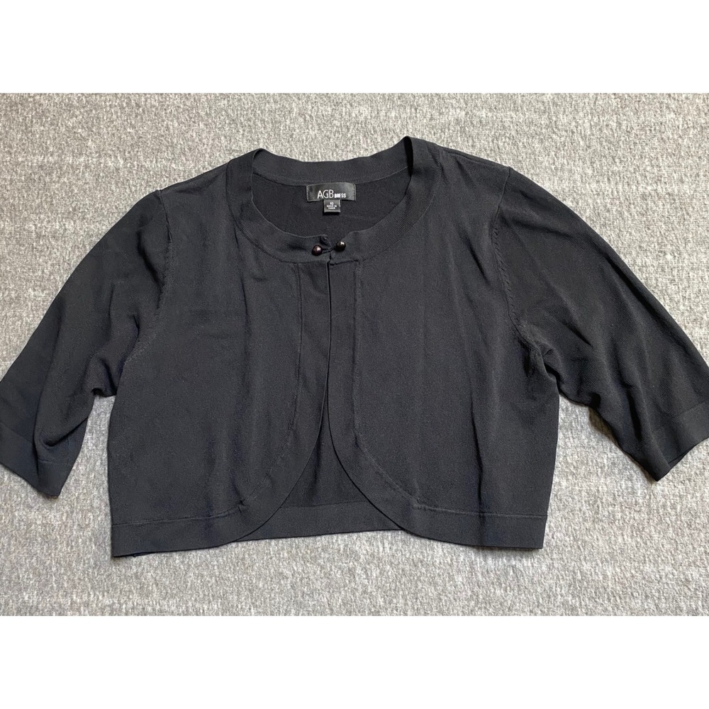 AGB Dress Black Cropped Bolero Shrug Cardigan Elbow Sleeve Womens Size 10